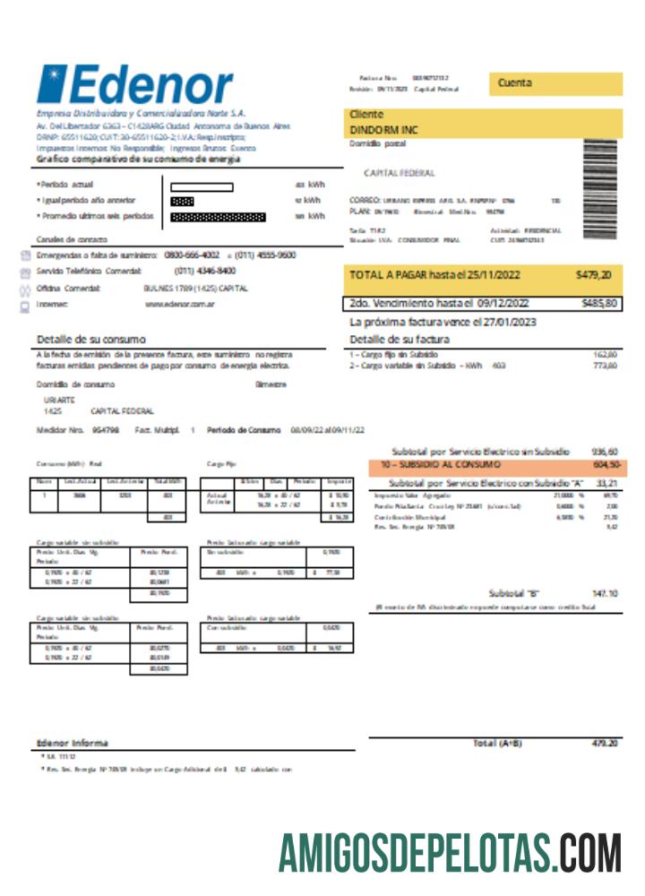Edenor Fácil de Preencher Conta de Negócios de Utilidades SCR baixar para verificação